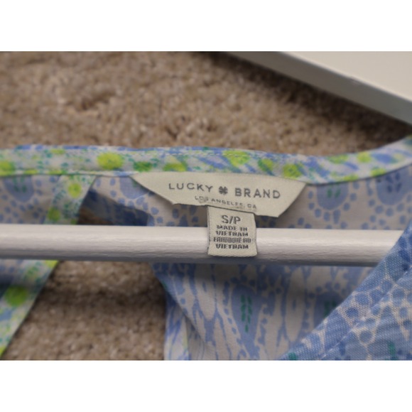 Lucky Brand Chiffon Top Floral Print Split Back Flutter Sleeve Boho Womens S - Picture 3 of 10